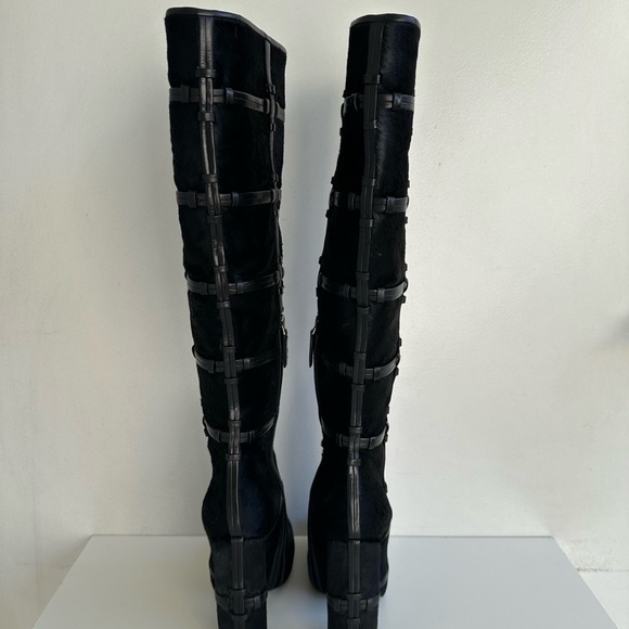 Tom Ford Leather Patchwork Calf Hair Knee-High Boots Fall/ Winter 2015 size 37 - Picture 9 of 16